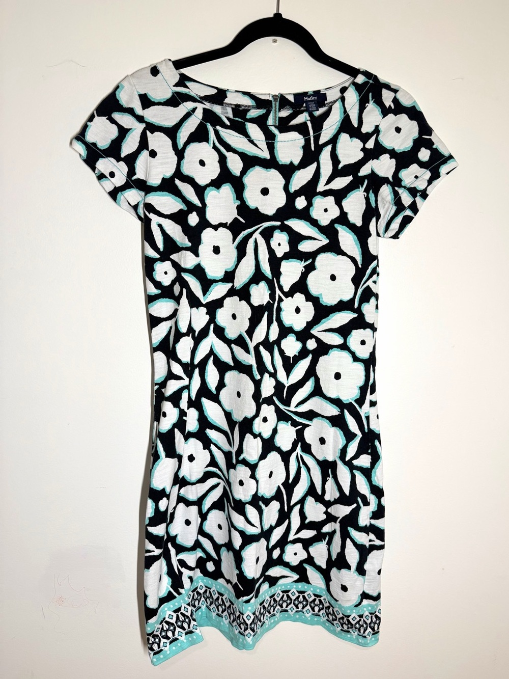 Hatley Black White and Mint Floral Dress - Size S